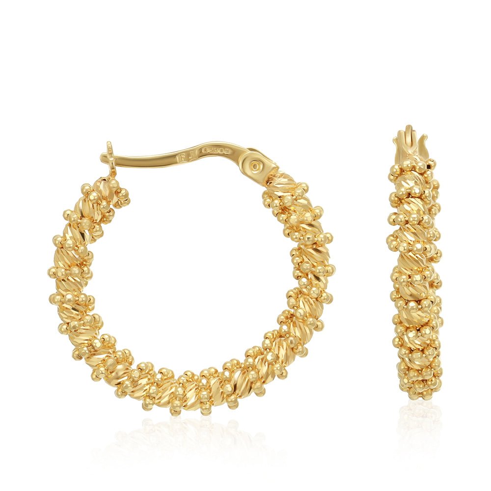 14ct Yellow Gold classic beads earrings 2021388 - FJewellery