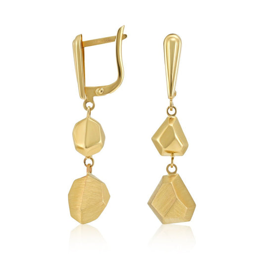 14ct Yellow Gold Cube Earrings 2021358 - FJewellery