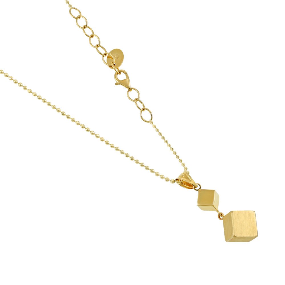 14ct Yellow Gold Cube Necklace 2021731 - FJewellery