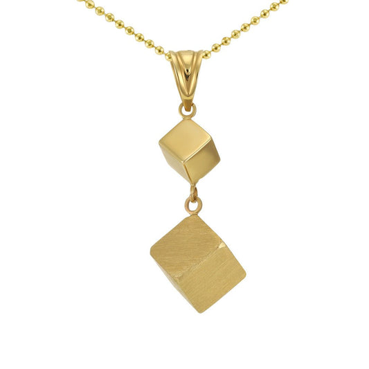 14ct Yellow Gold Cube Necklace 2021731 - FJewellery