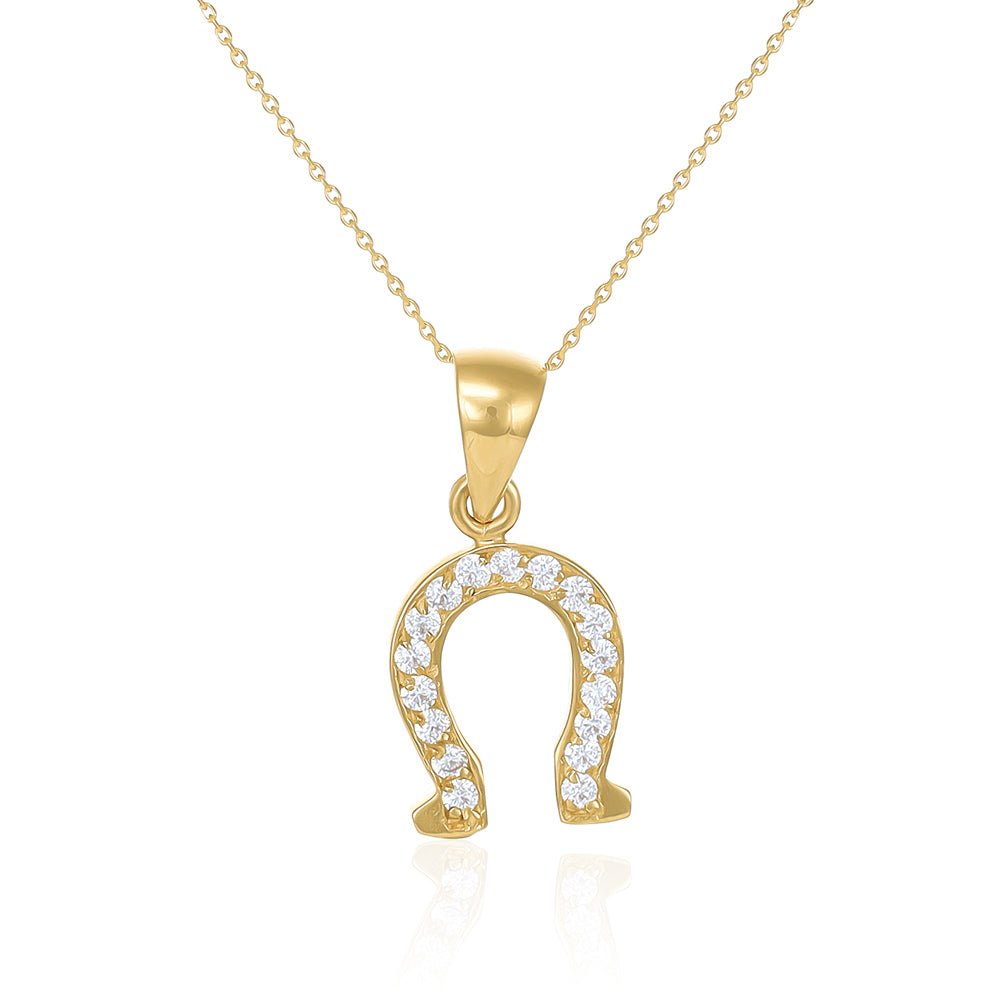 14ct yellow gold cubic zirconia Horseshoe Pendants PD60-14-31-33 - FJewellery