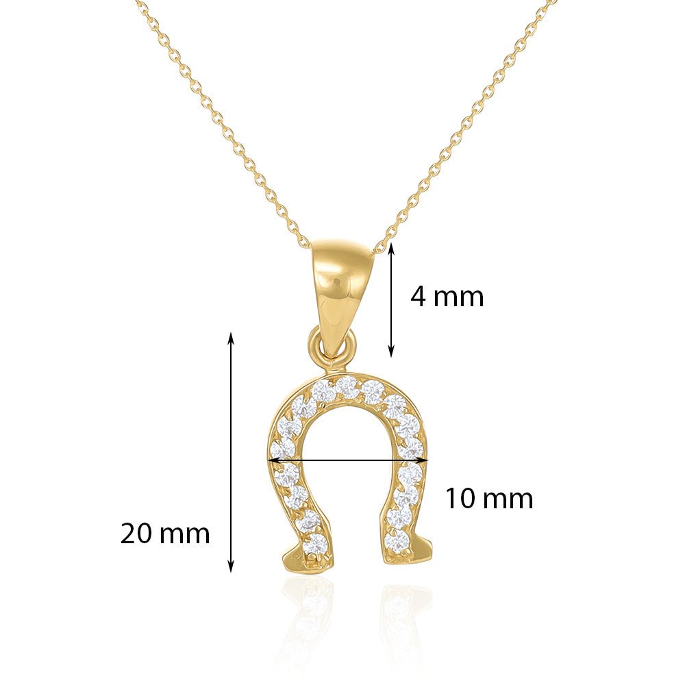 14ct yellow gold cubic zirconia Horseshoe Pendants PD60-14-31-33 - FJewellery