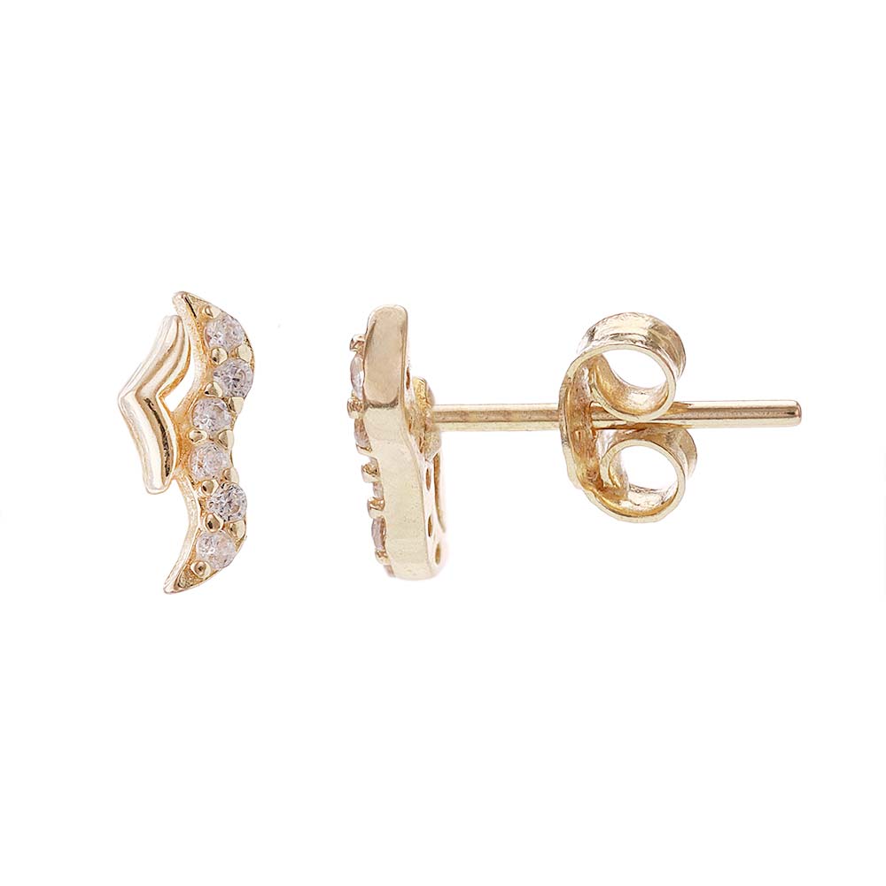 14ct Yellow Gold CZ Fancy Shaped Stud Earrings - FJewellery