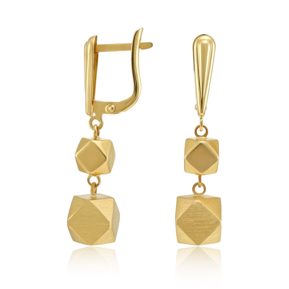 14ct Yellow Gold Diamond Cut Earrings 2021359 - FJewellery