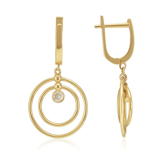 14ct Yellow Gold drop Cubic zirconia earrings 2021323 - FJewellery