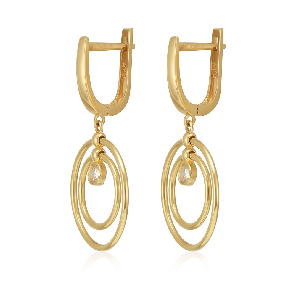 14ct Yellow Gold drop Cubic zirconia earrings 2021323 - FJewellery