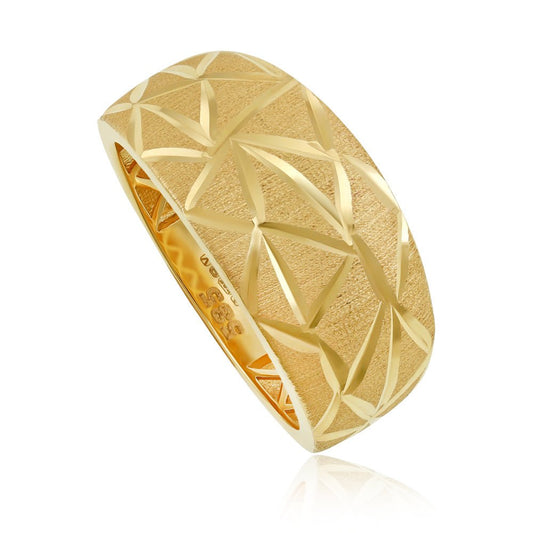 14ct Yellow gold engraved ring 2021472 - FJewellery