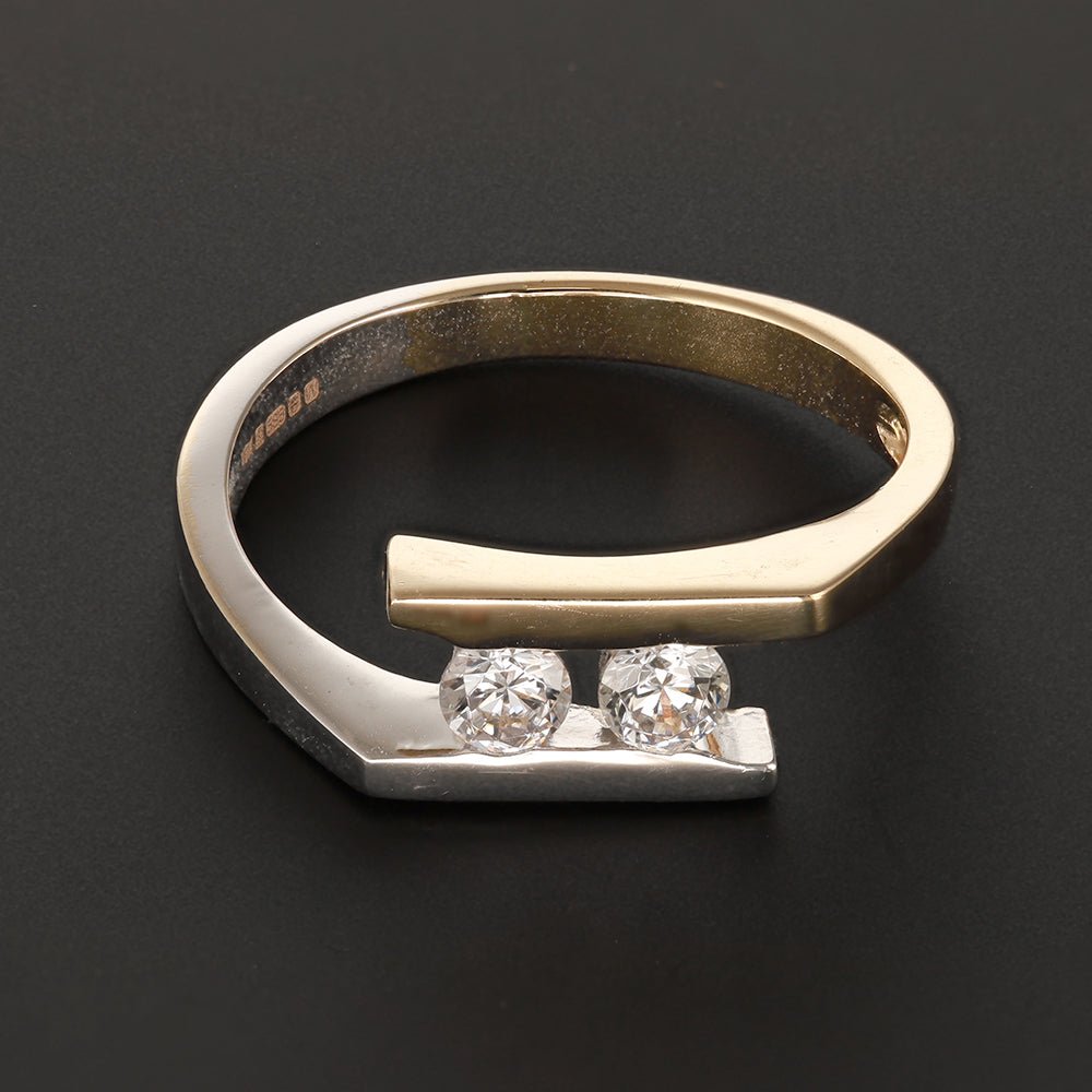 14ct Yellow Gold Fancy Double Cz Ring - 6.5mm - FJewellery