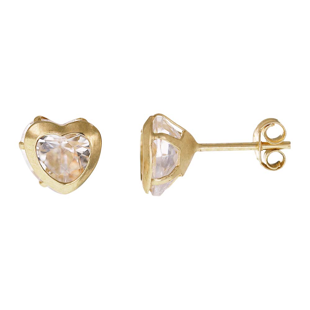 14ct Yellow Gold Fancy Heart Stud Earrings - FJewellery