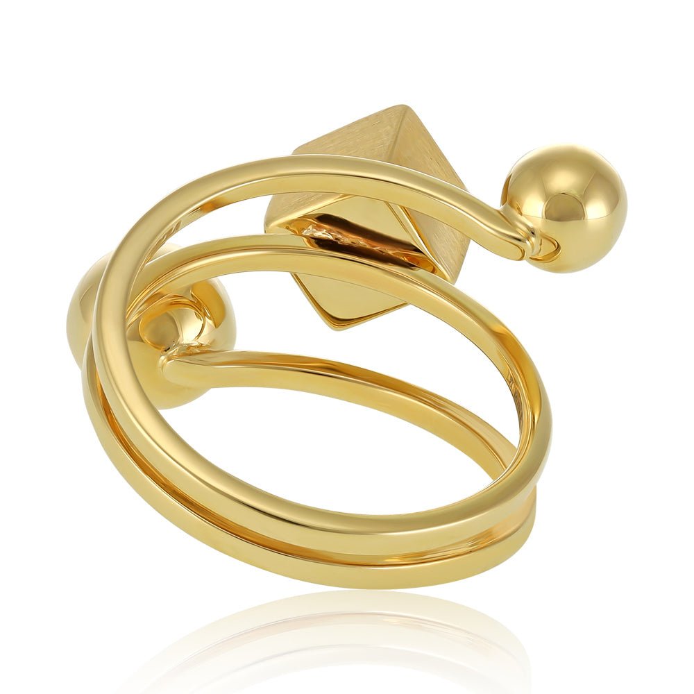 14ct Yellow Gold Geometrical Ring 2021508 - FJewellery