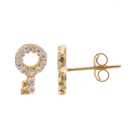 14ct Yellow Gold Key Stud Earrings - FJewellery
