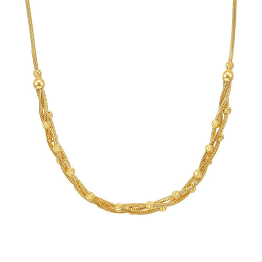 14ct Yellow Gold Necklace and Engraved Beads 2021740 - FJewellery
