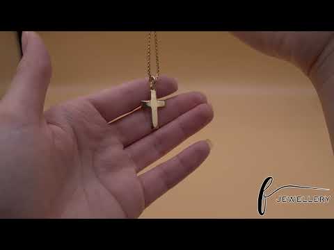 14ct Yellow Gold Plain Cross Pendant - 36mm - FJewellery