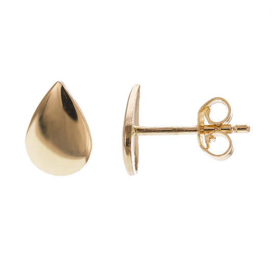 14ct Yellow Gold Polished Curved Tear Drop Stud Earrings - FJewellery