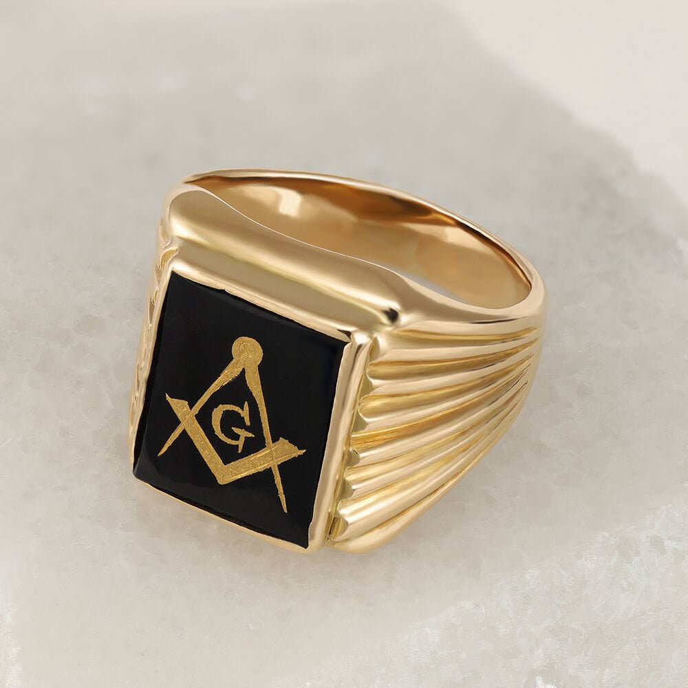 14ct yellow gold Pre-owned Masonic ring - FJewellery