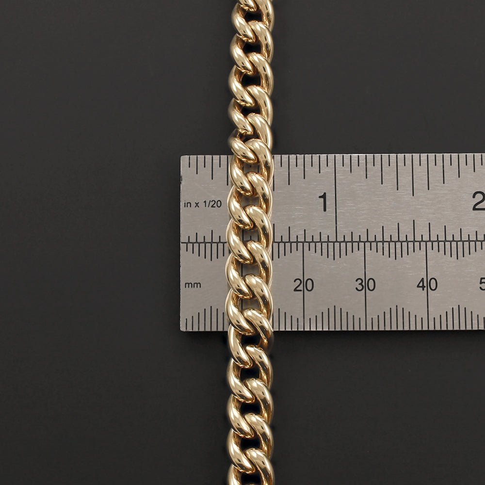14ct Yellow Gold Semi Solid Curb Bracelet - 7mm - FJewellery