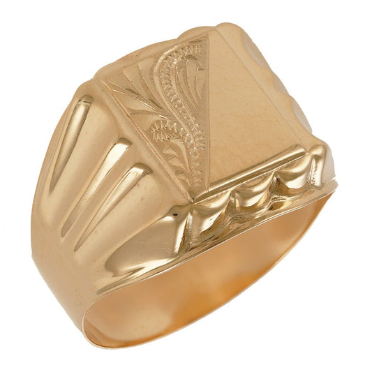 14ct Yellow Gold Signet Ring - 18mm - FJewellery