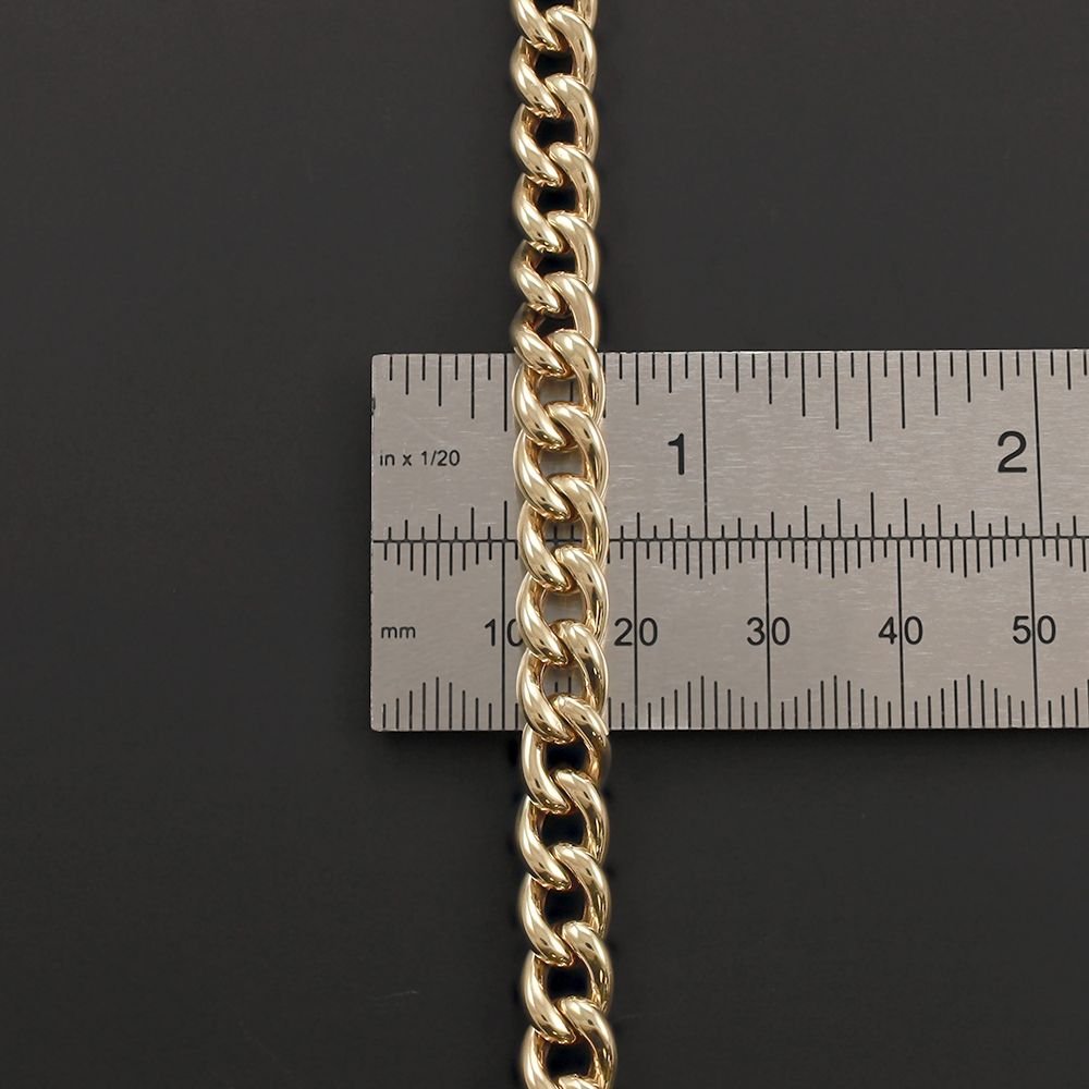 14ct Yellow Gold Slick Curb Bracelet - 7mm - FJewellery