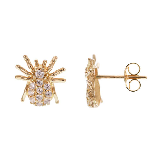 14ct Yellow Gold Spider Stud Earrings - FJewellery