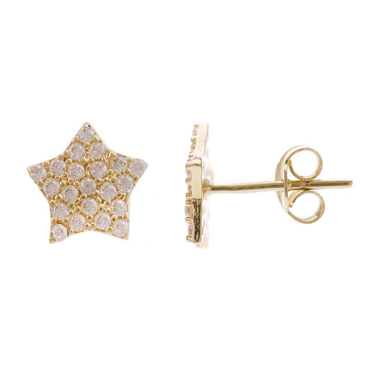14ct Yellow Gold Star Stud Earrings - FJewellery