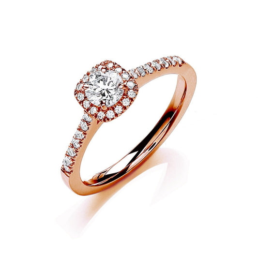18ct Rose Gold 0.50ct Certificated Diamond Engagement Ring - FJewellery