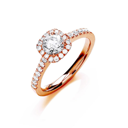 18ct Rose Gold 0.80ct Certificated Diamond Engagement Ring - FJewellery