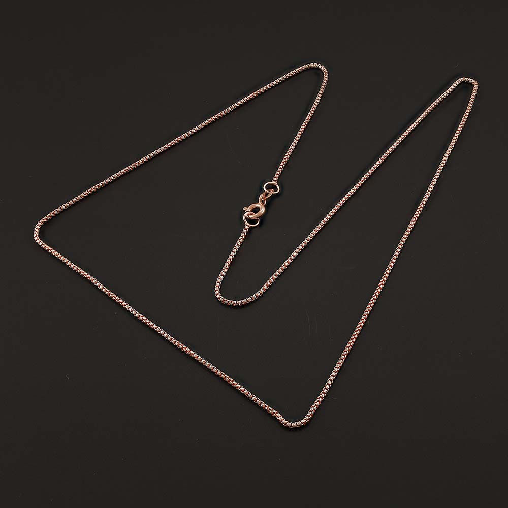 18ct Rose Gold Box Link Chain -1.2mm - 20" - FJewellery