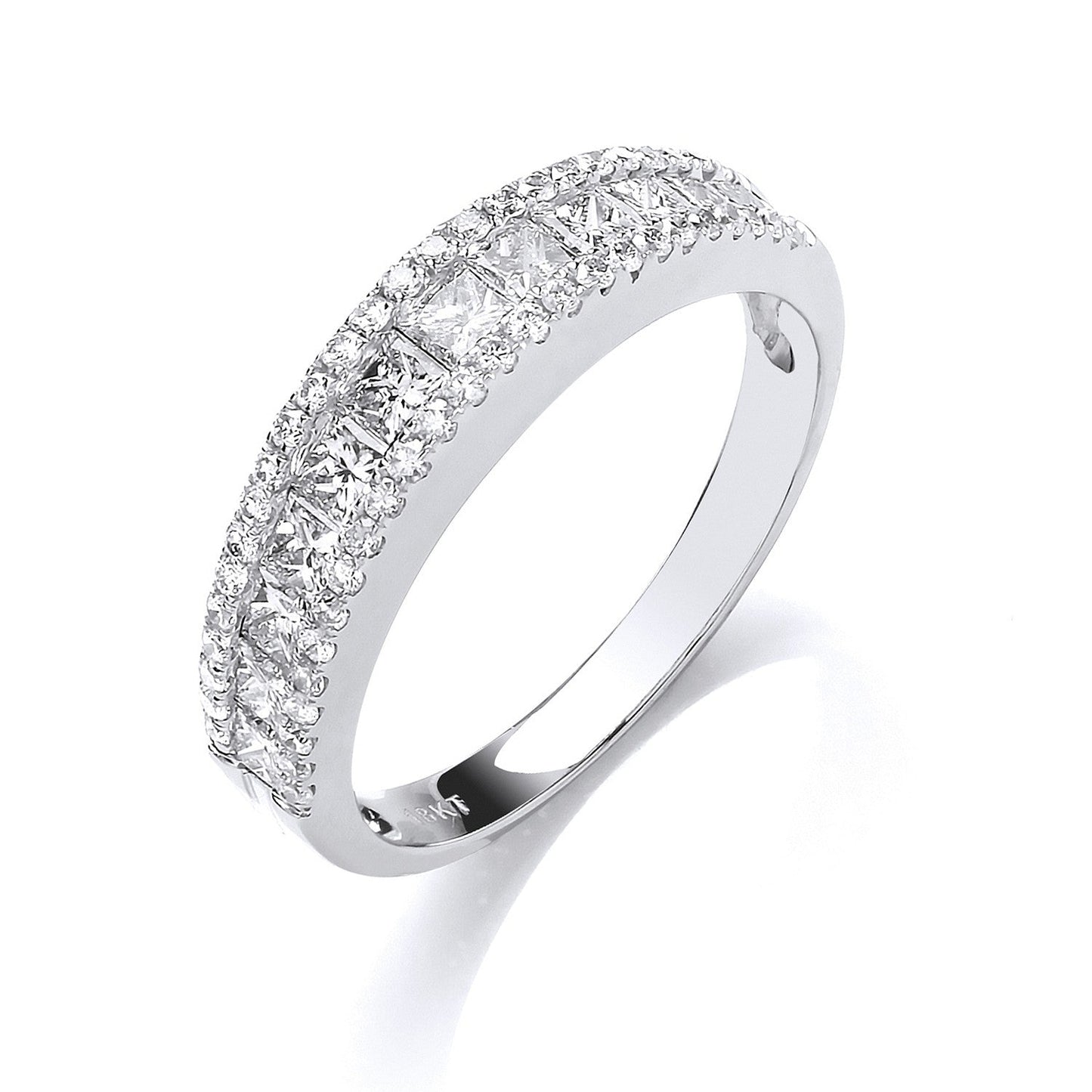 18ct W Gold 1.00ct Princess & Brilliant Cut Diamond ET Ring - FJewellery