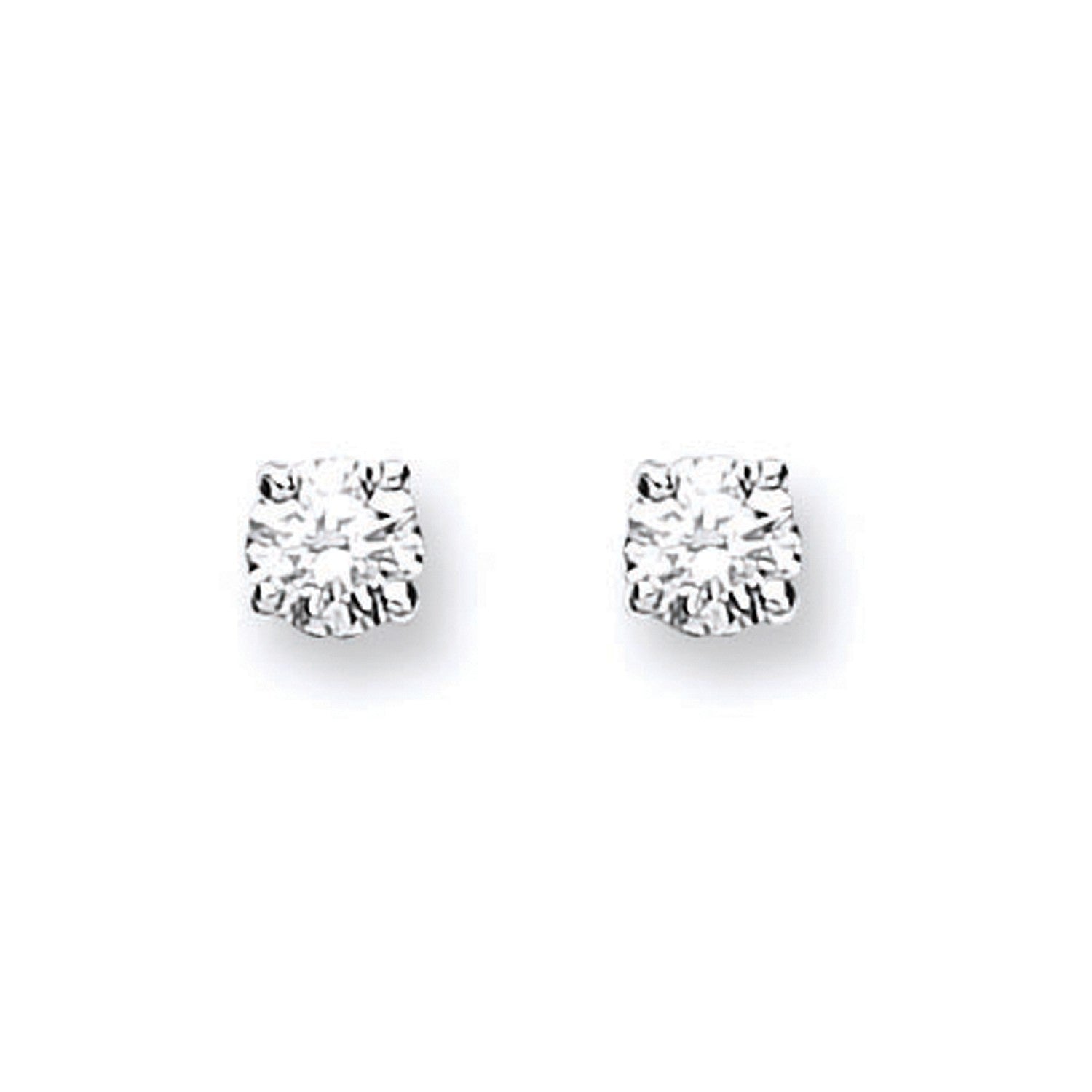 18ct White Gold 0.25ct Claw Set Diamond Stud Earrings - FJewellery