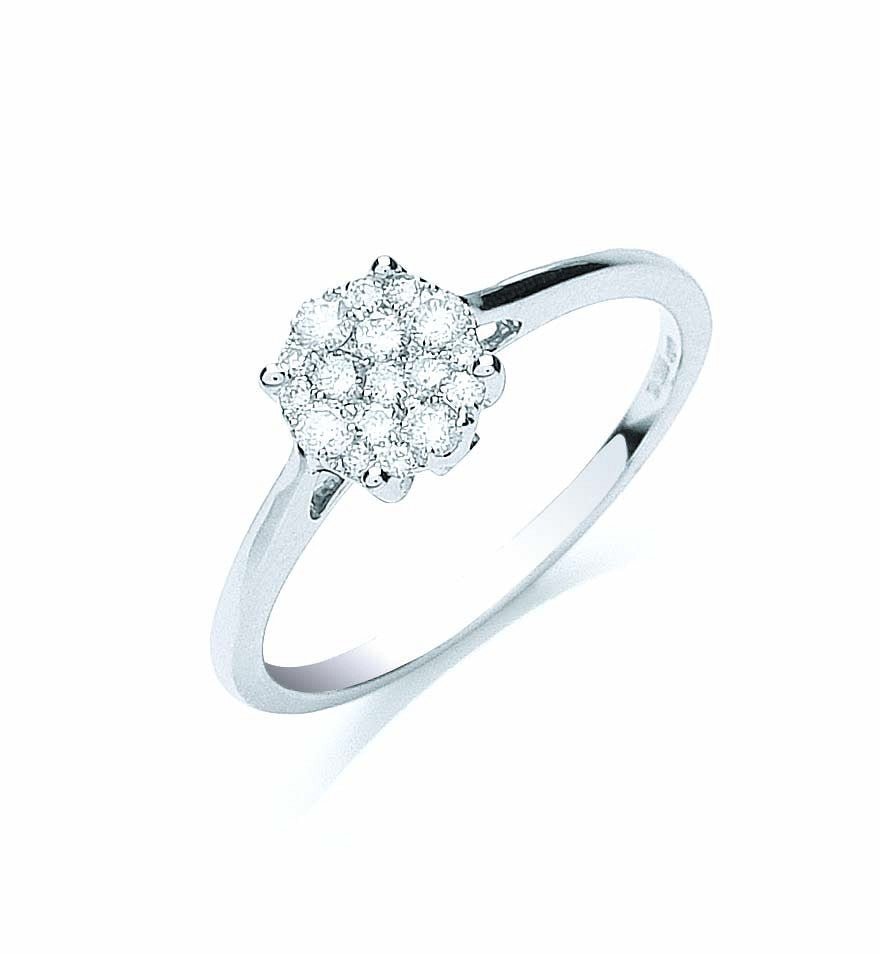 18ct White Gold 0.25ct Cluster Diamond Ring G/H, VS - FJewellery