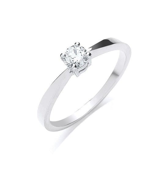 18ct White Gold 0.25ct Diamond Engagement Ring - FJewellery