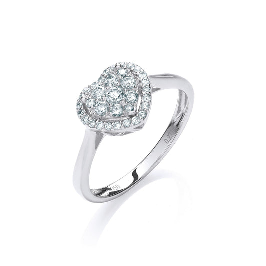 18ct White Gold 0.25ct Diamond Heart Ring, G/H SI - FJewellery