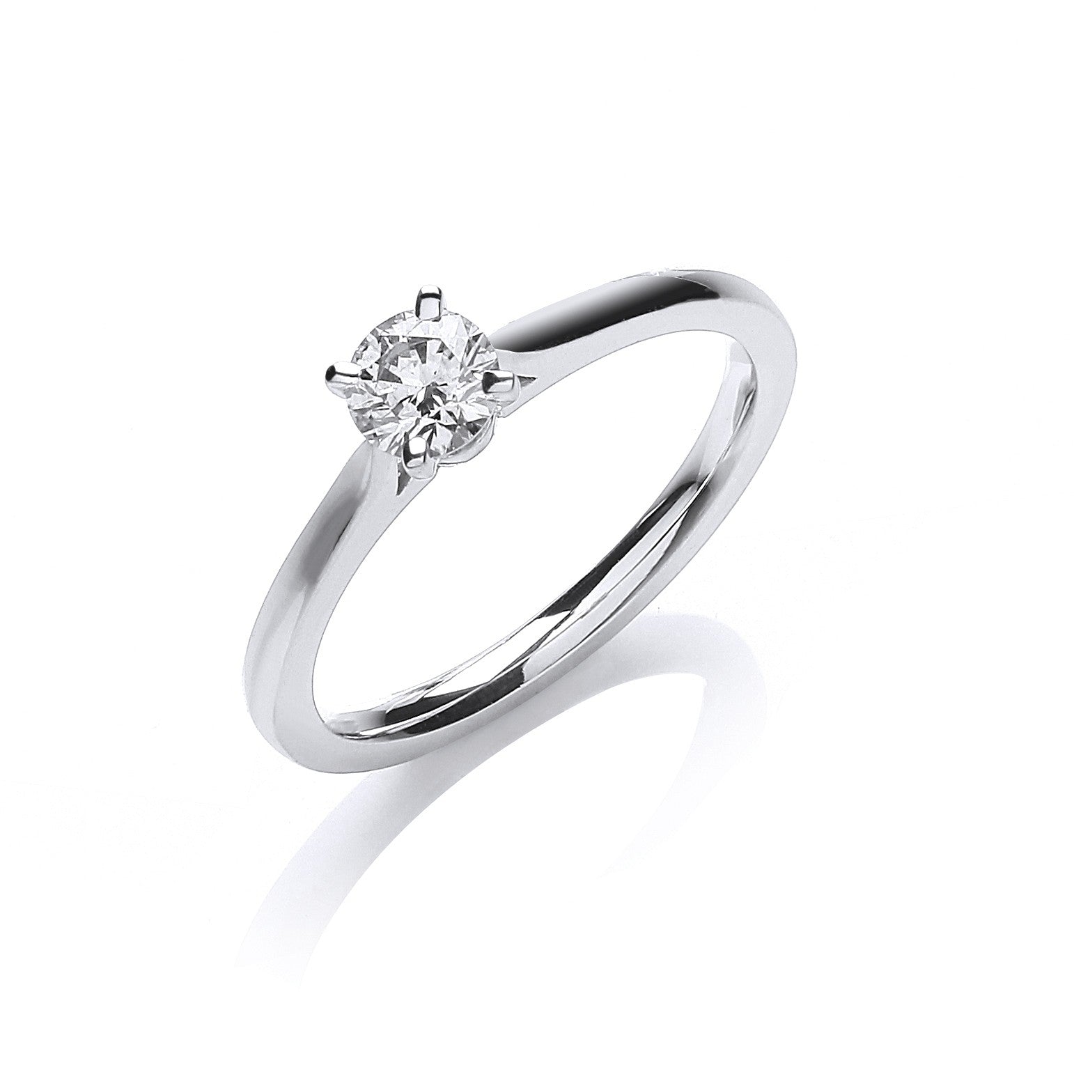 18ct White Gold 0.30ct Certificated Solitaire Ring - FJewellery