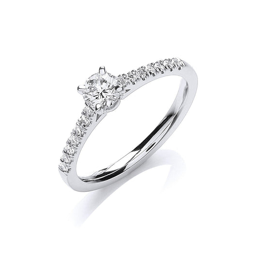 18ct White Gold 0.30ct Diamond Certificated Solitaire Ring - FJewellery
