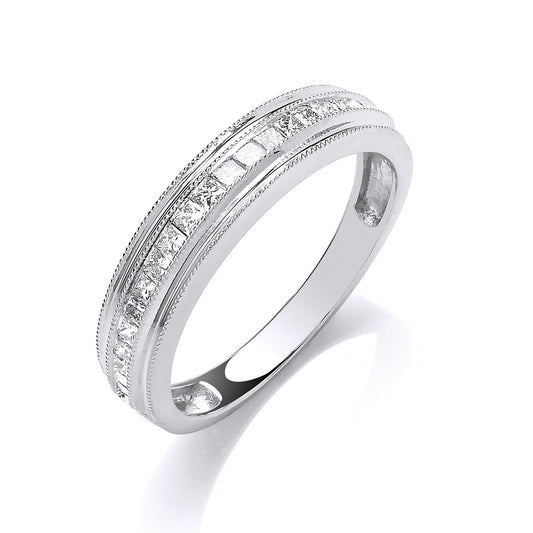 18ct White Gold 0.33ct Princess Cut Diamond ET Ring - FJewellery