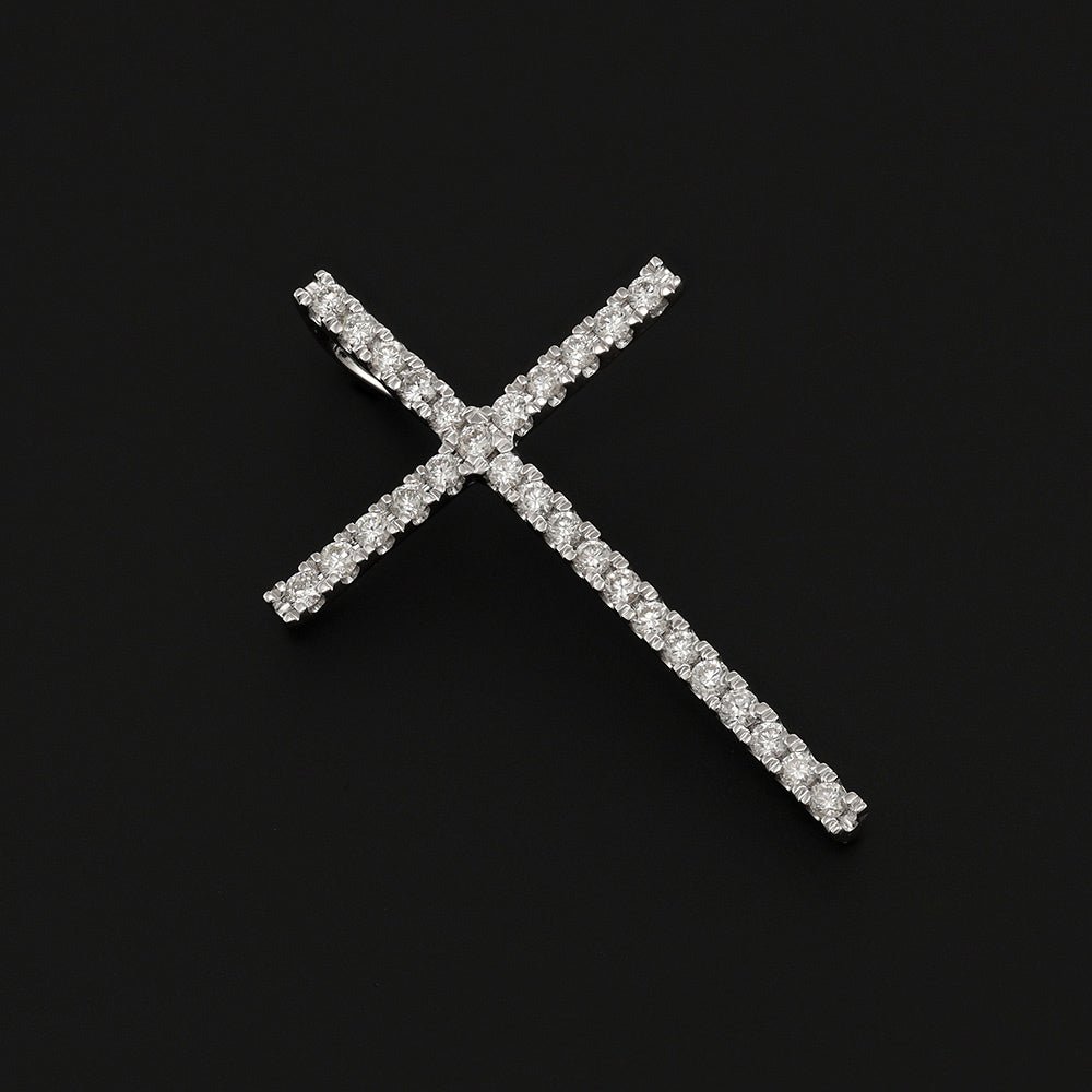 18ct White Gold 0.35ctw Diamond Set Cross - FJewellery