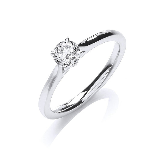 18ct White Gold 0.40ct Certificated Diamond Solitaire Ring - FJewellery