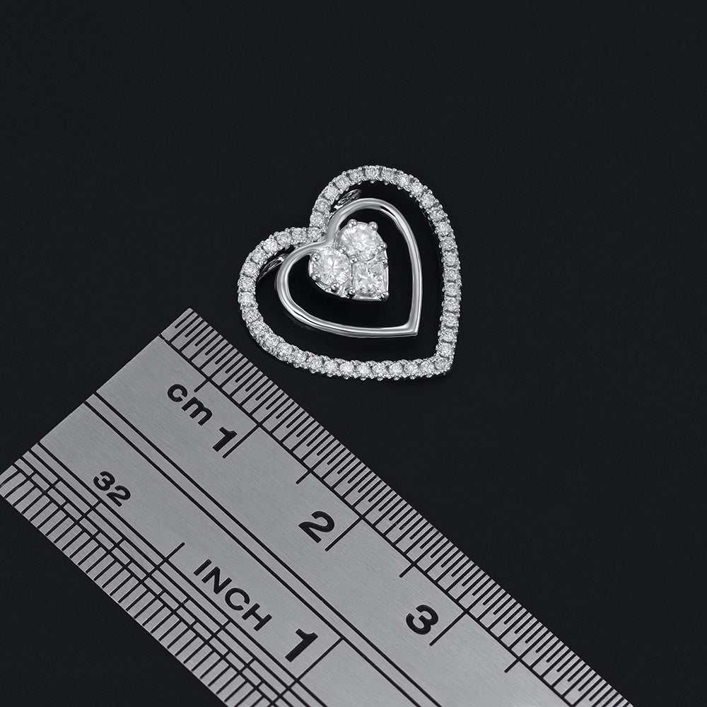 18ct White Gold 0.40ct Diamond Double Heart Pendant - FJewellery