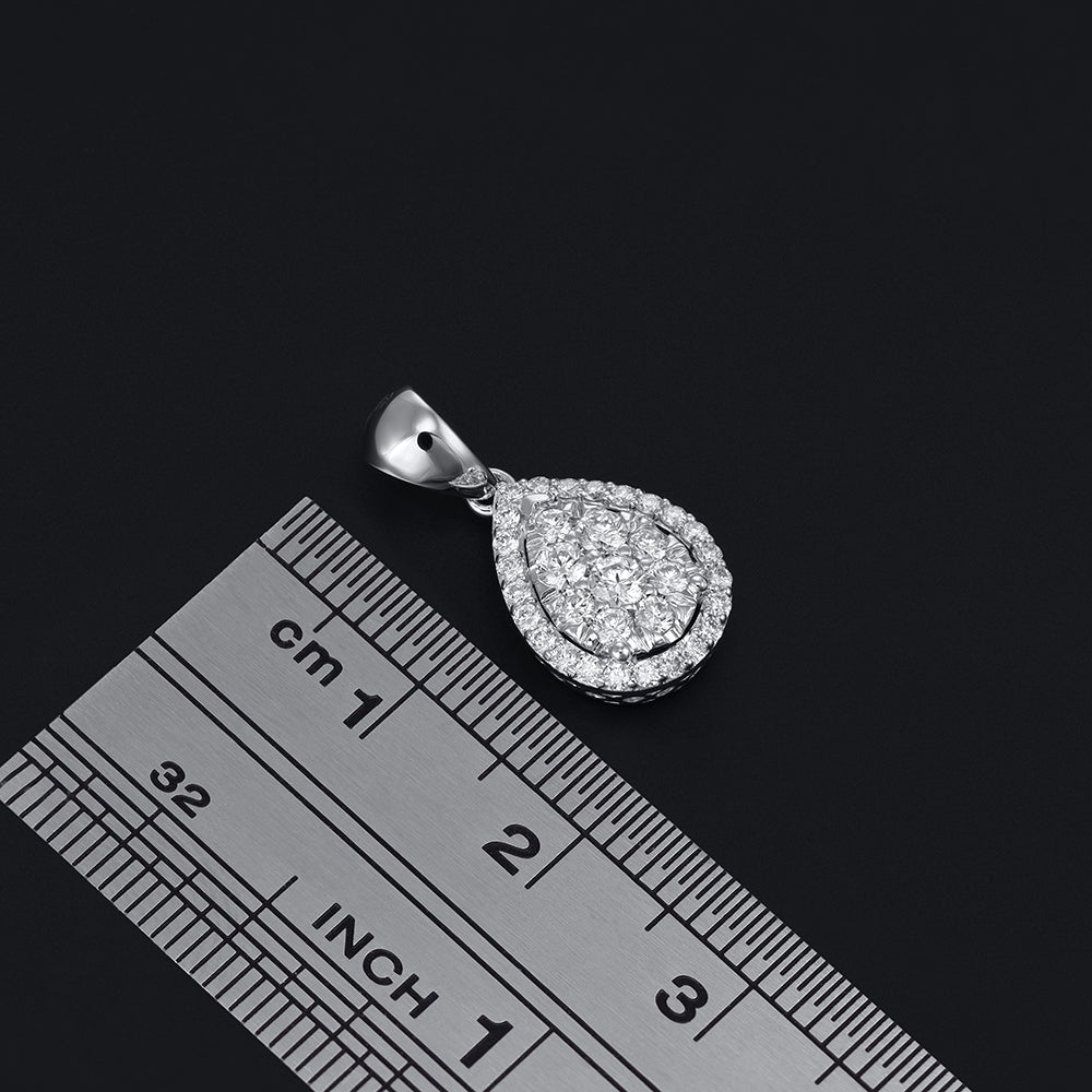18ct White Gold 0.40ct Diamond Pear Shape Pendant - FJewellery