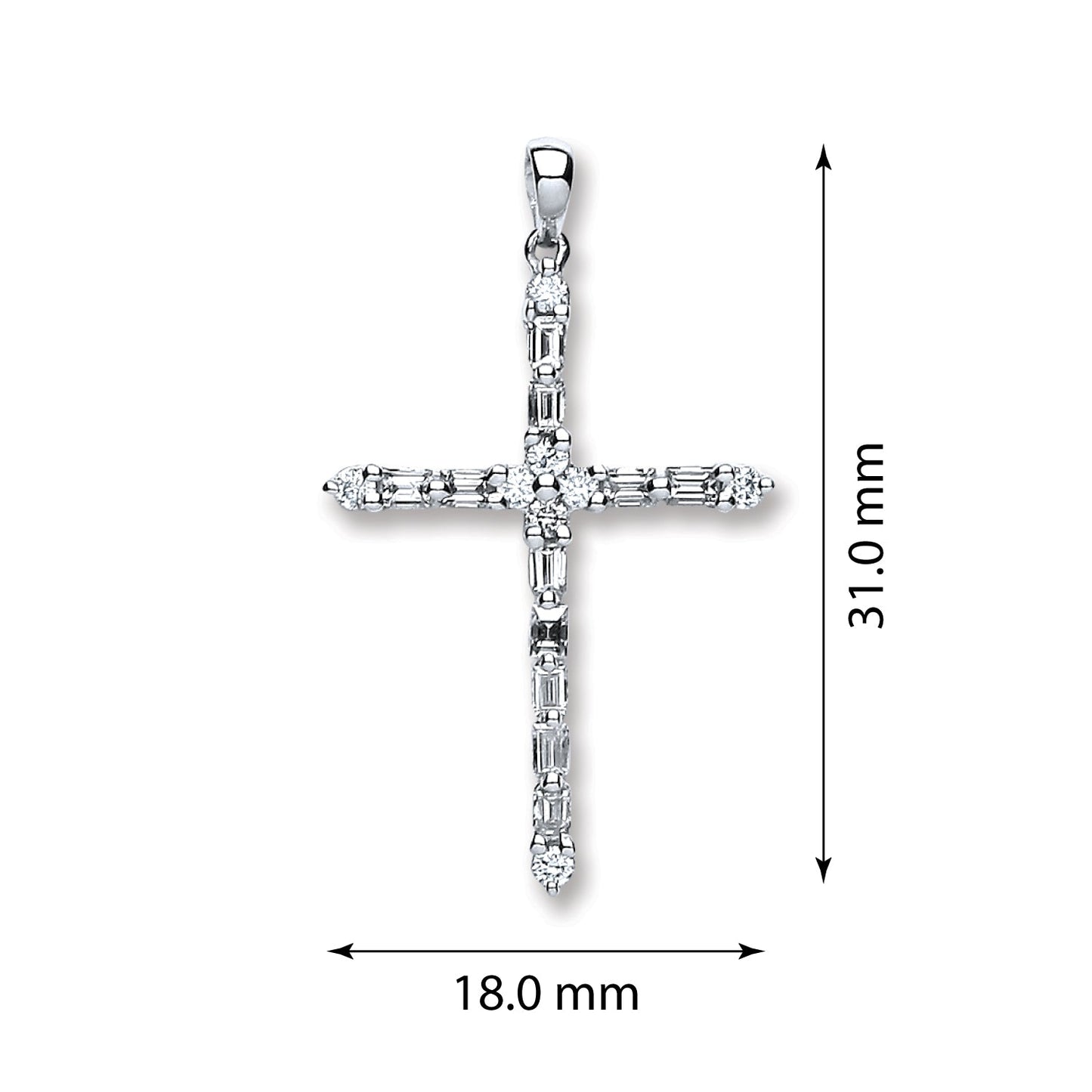18ct White Gold 0.44ct Diamond Cross - FJewellery