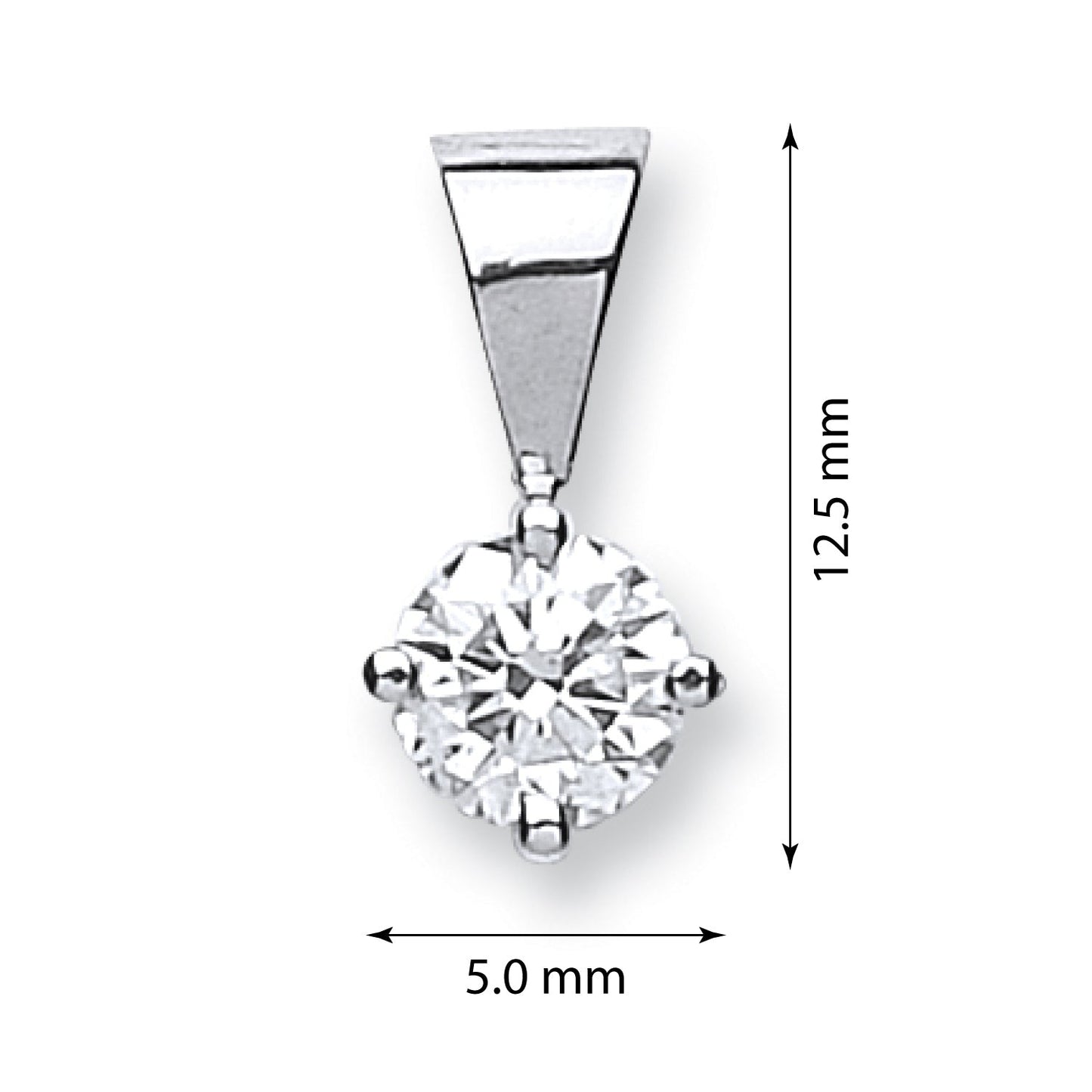 18ct White Gold 0.50ct Claw Set Diamond Pendant - FJewellery