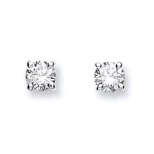 18ct White Gold 0.50ct Claw Set Diamond Stud Earrings - FJewellery