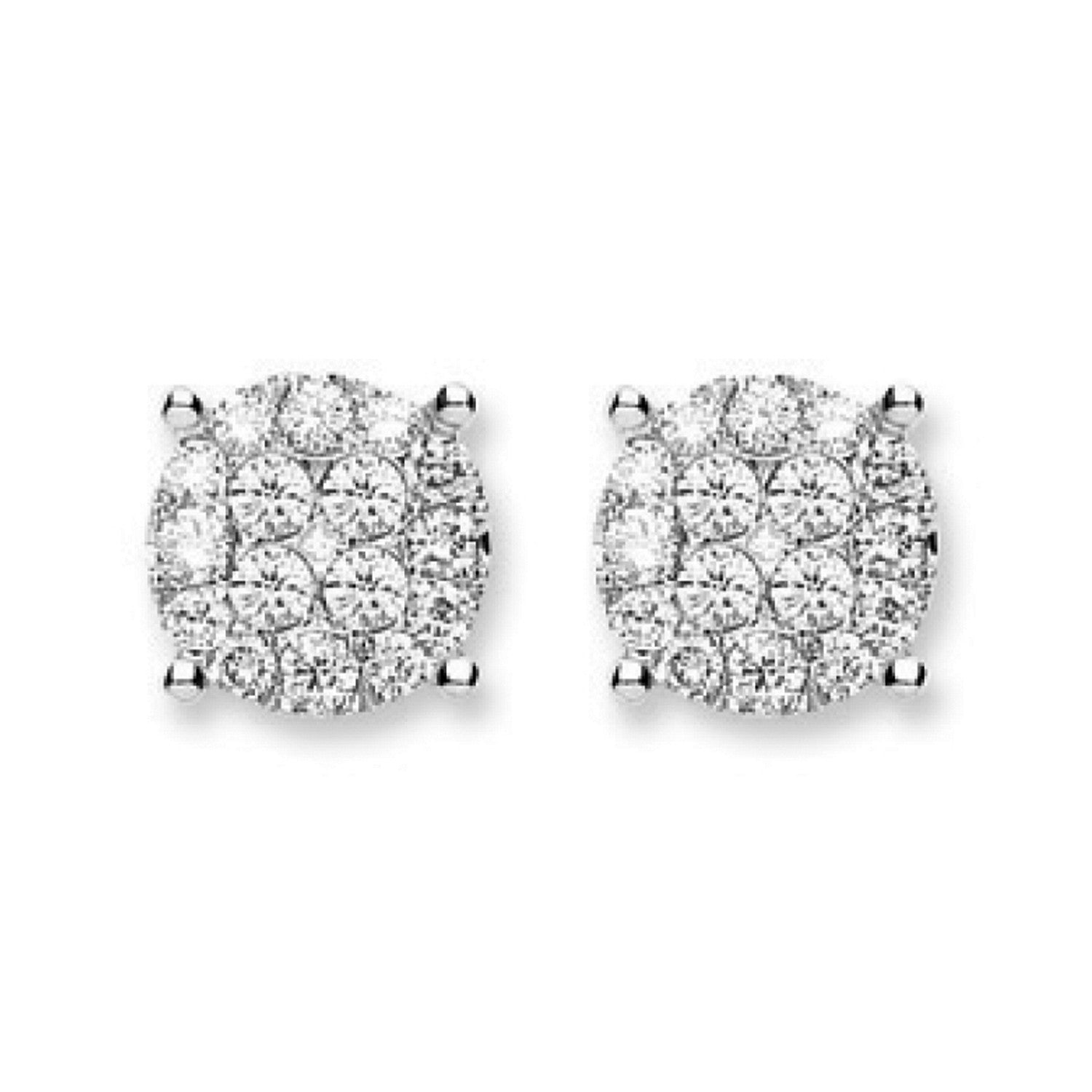 18ct White Gold 0.50ct Cluster Diamond Studs - FJewellery