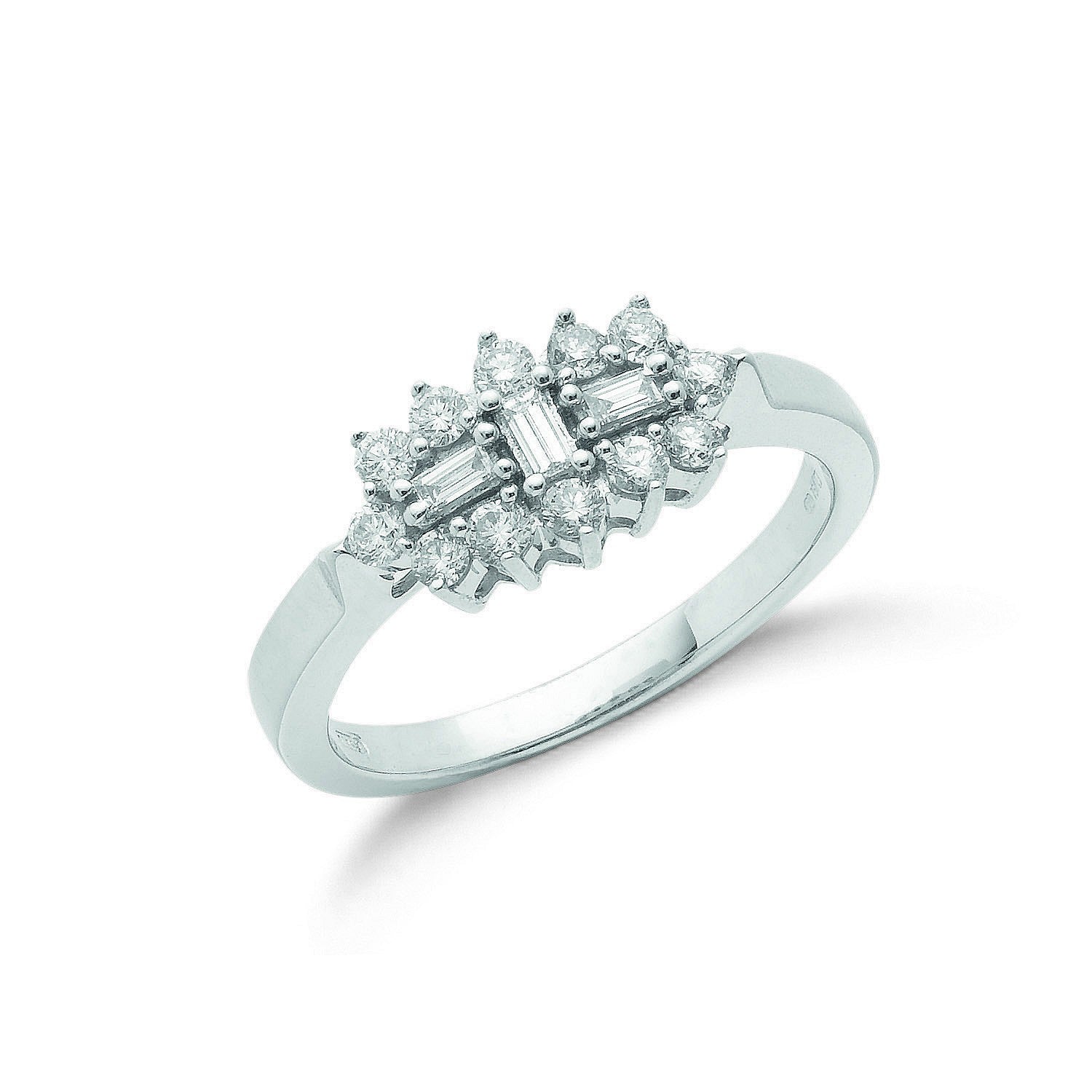 18ct White Gold 0.50ct Diamond Boat/Cluster Ring - FJewellery