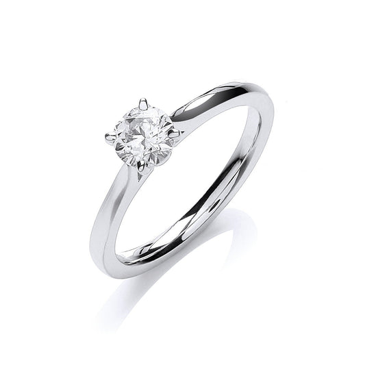 18ct White Gold 0.50ct Diamond Certificated Engagement Ring - FJewellery