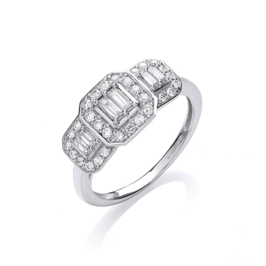 18ct White Gold 0.50ct Diamond Dress Ring - FJewellery