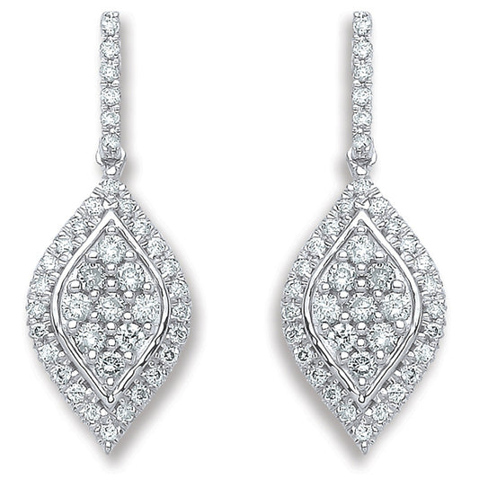 18ct White Gold 0.50ct Diamond Drop Earrings - FJewellery
