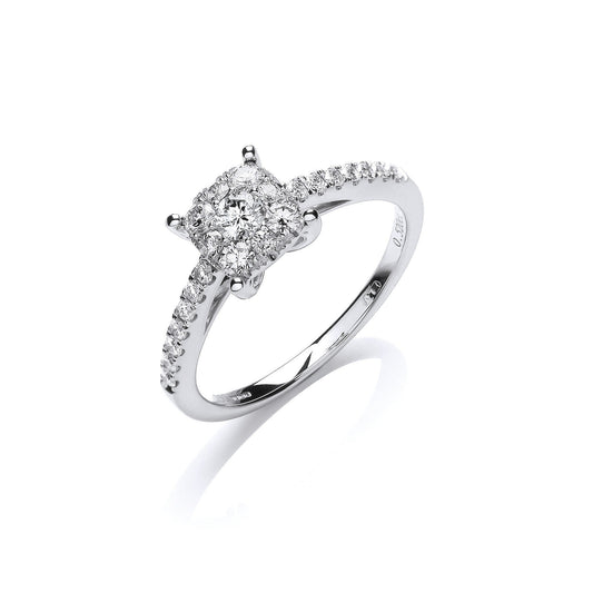 18ct White Gold 0.50ct Diamond H-SI Engagement Ring - FJewellery