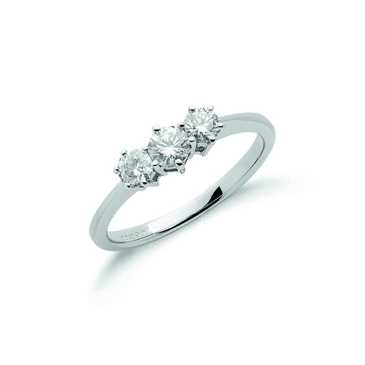 18ct White Gold 0.50ct Diamond Trilogy Ring - FJewellery