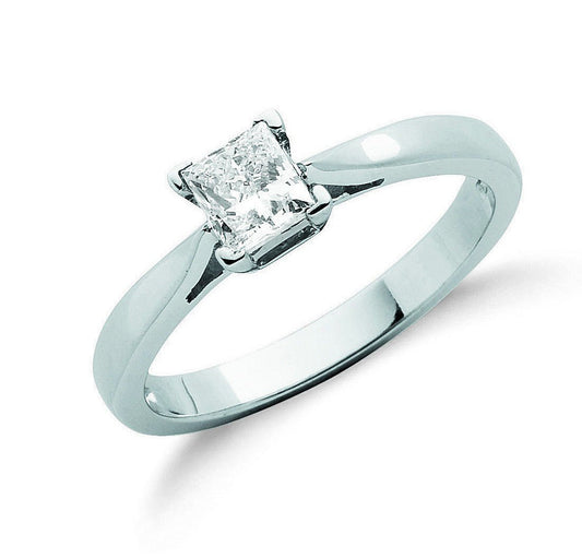 18ct White Gold 0.50ct Princess Cut Diamond Engagement Ring - FJewellery